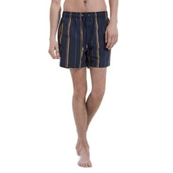 The Kooples Mens Navy Blue Striped Swim Shorts XL With Drawstring & Mesh Lining - Picture 1 of 5